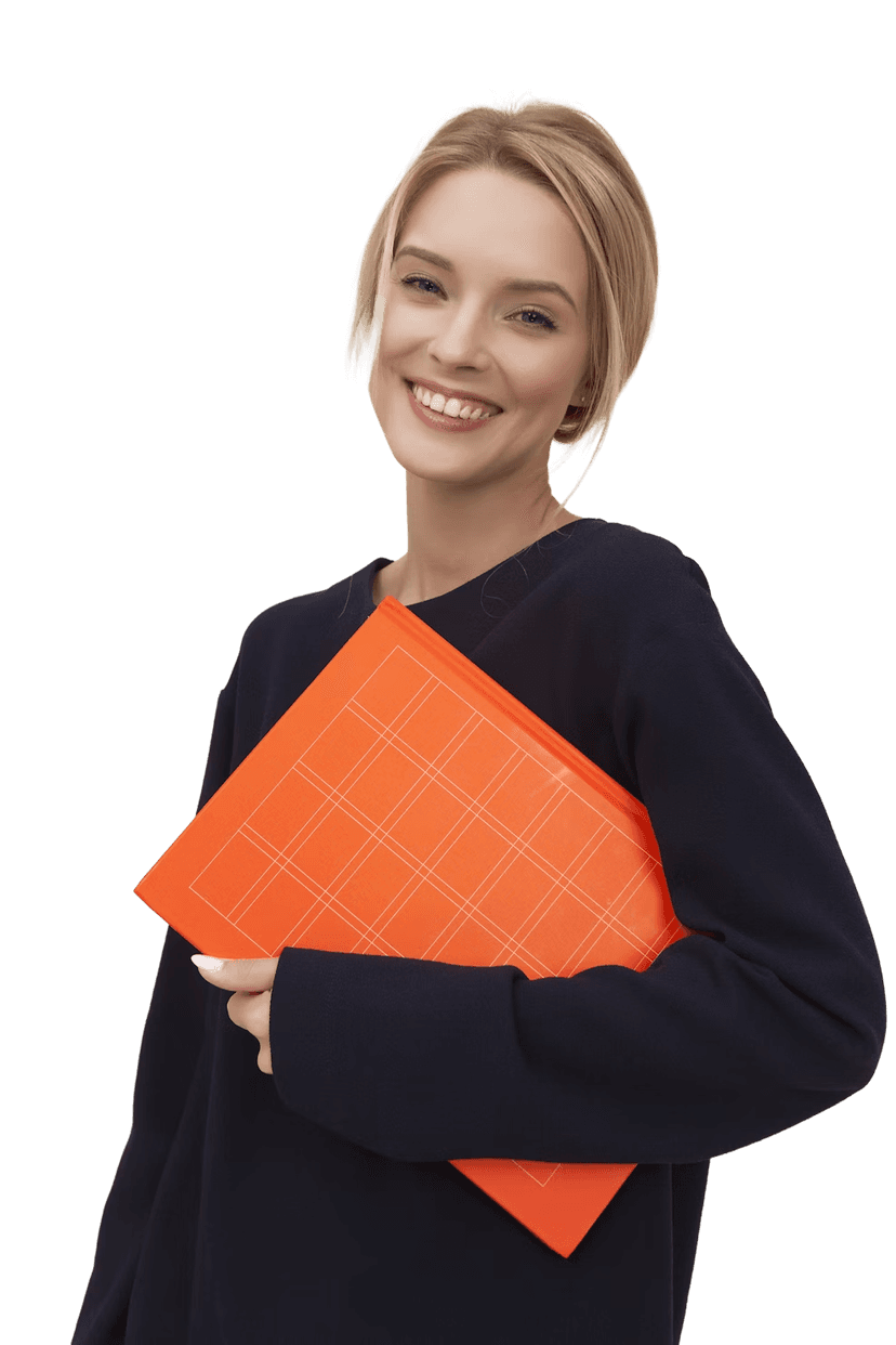 Happy student holding a folder